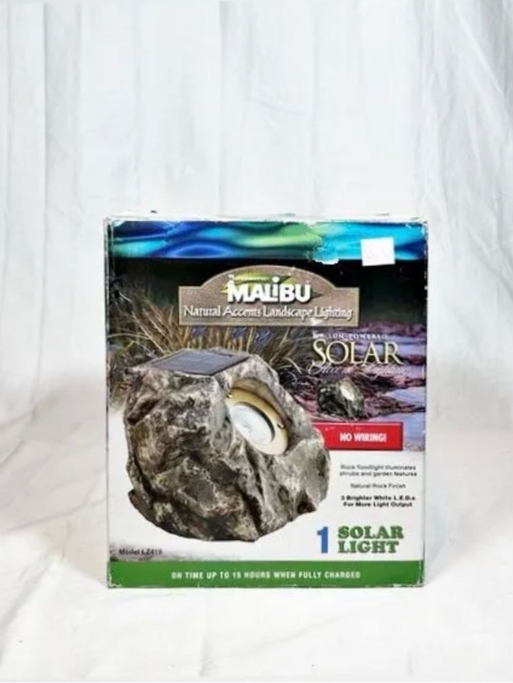 Malibu Grey Rock Shaped  Solar Accent Light NIB